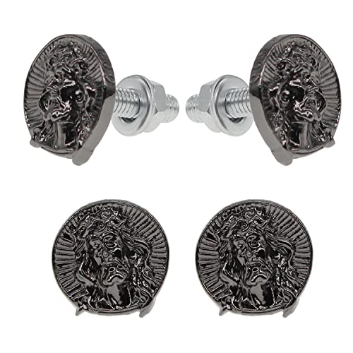 License Plate Bolts 4 pcs Universal Stainless Steel License Plate Screw Kit for Motorcycle Chopper Windshield Trim Car Tag Frame Unique Addition to Your Bike. (Gun Color)