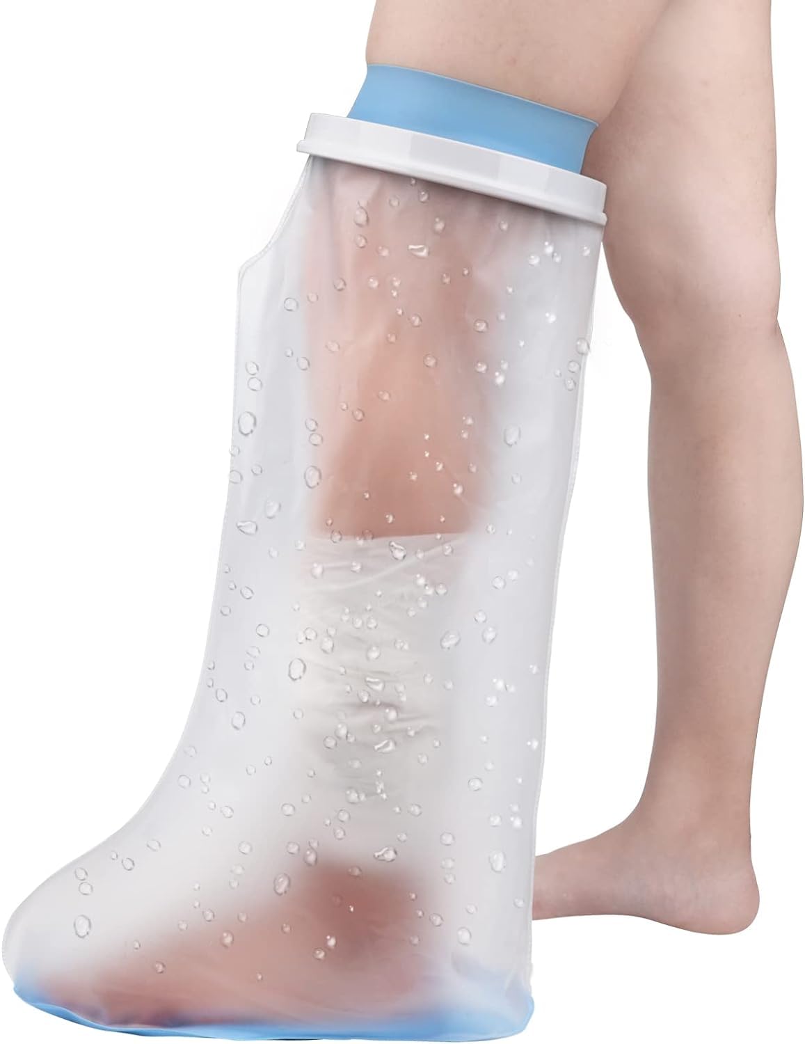 DAEEXINO (1Pcs) Foot & Ankle Waterproof Wide Cast Cover for Shower, Foot Cast Covers, Watertight Ankle Foot Cast Protector for Surgery Bandage Dressing Wound, Reusable. (Leg Protector)