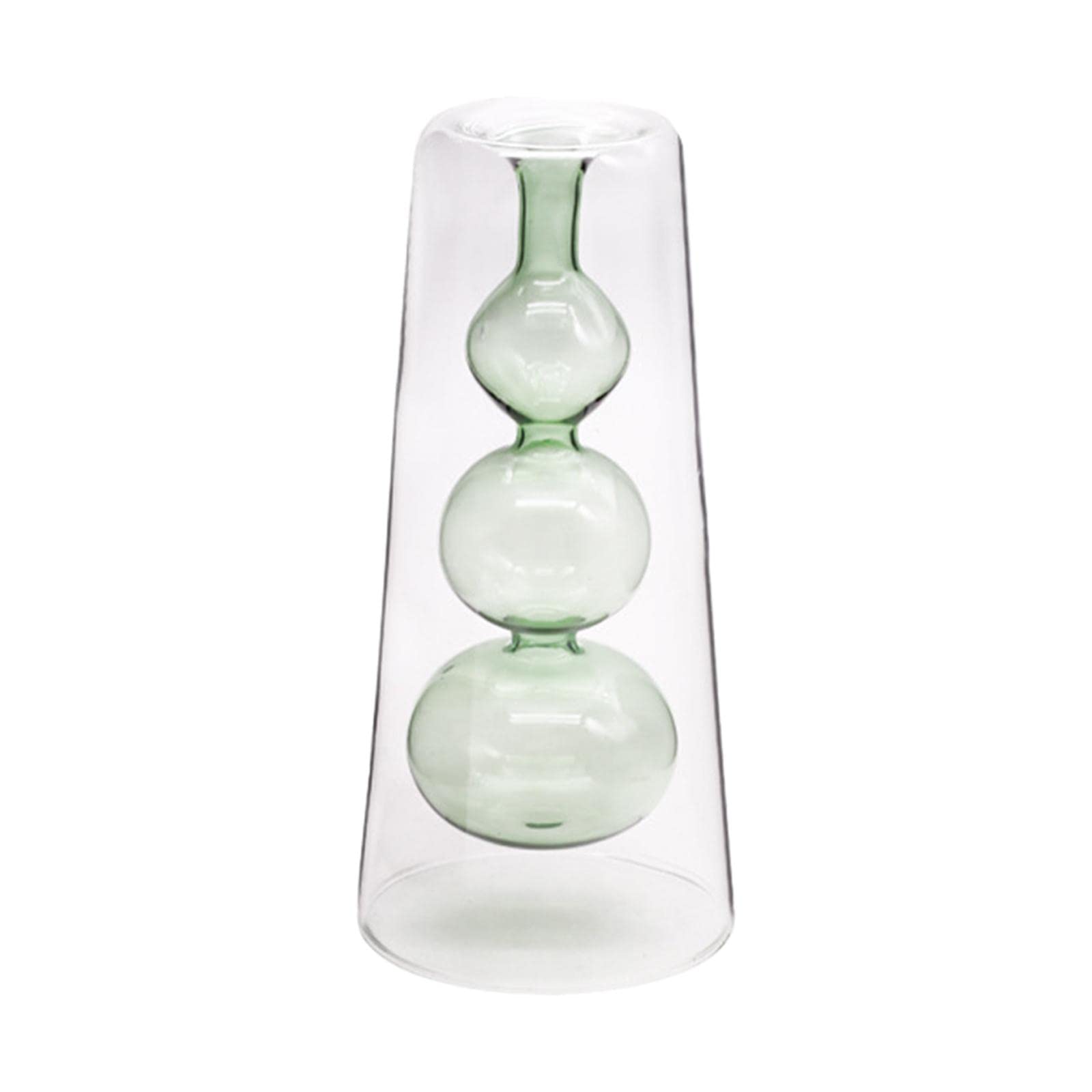 Neaxgeandx Green Glass Bud Vase Flower Arrangement Container For Table Centerpiece Home Decor Mint 17X8 Cm