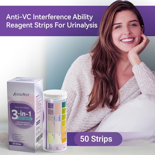 Image of AssuTest UTI Test Strips - 3-in-1 Advanced Urinary Tract Infection Home for Women Men Kids Detection with Accurate Leukocytes, Nitrite, and PH Readings, Simple at-Home Urine Test Strips, 50ct