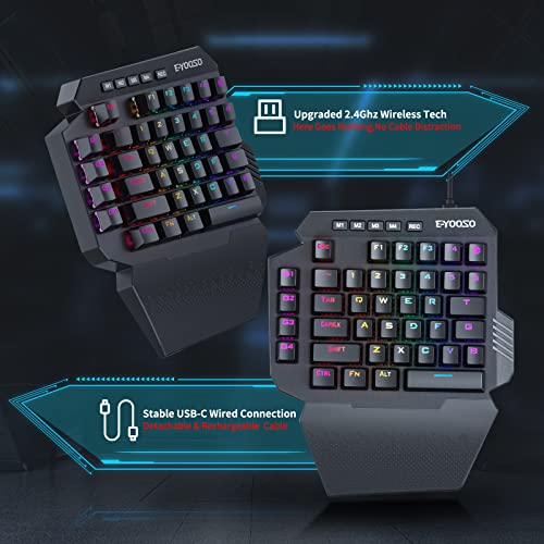 Teclado Gamer Wireless One Handed HUO JI 2.4Ghz USB miniatura 2
