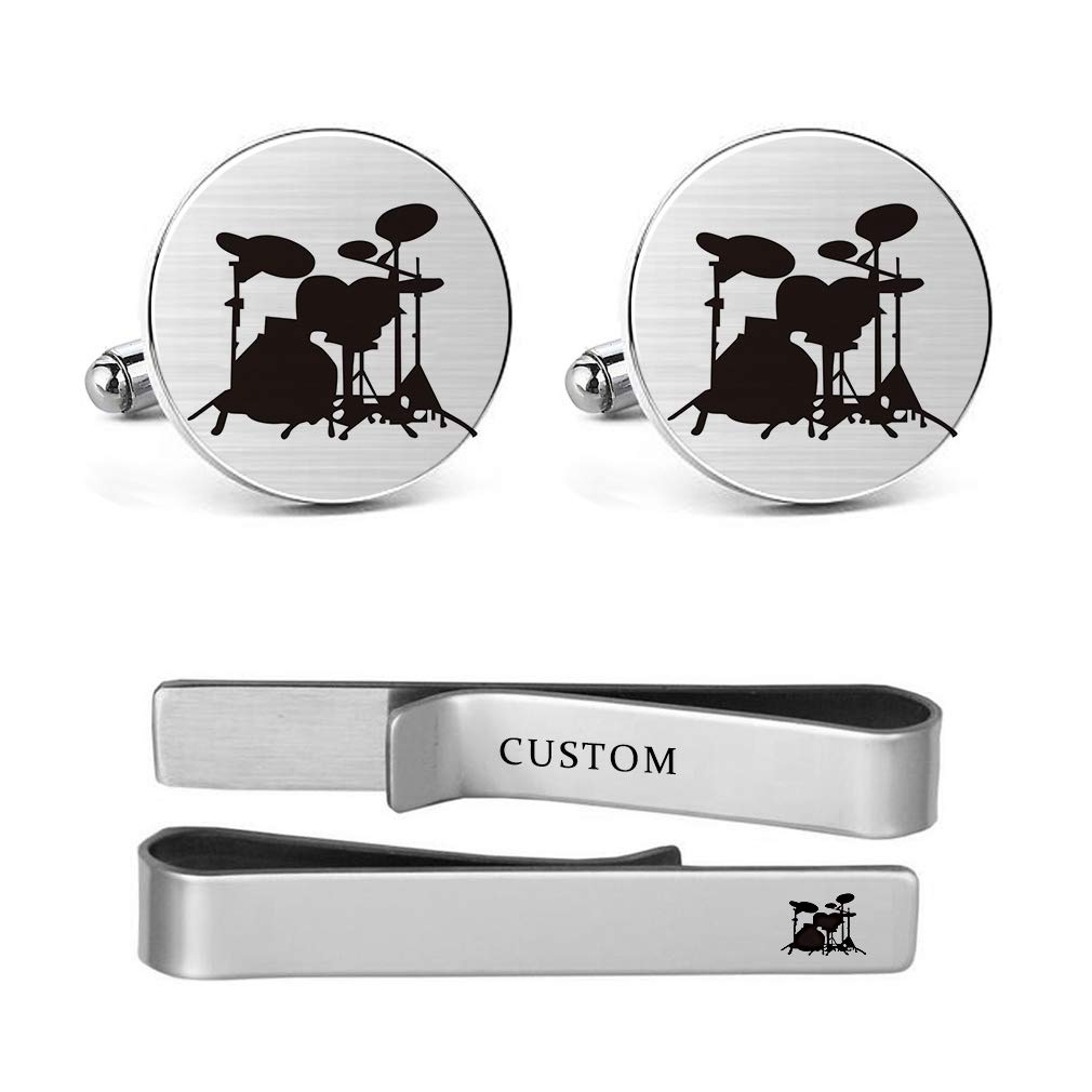 MUEEU Drum Cufflinks Drum Set Drum Kit Drummer Mens Gifts Drum Player Sax Musical Instrument Cufflinks