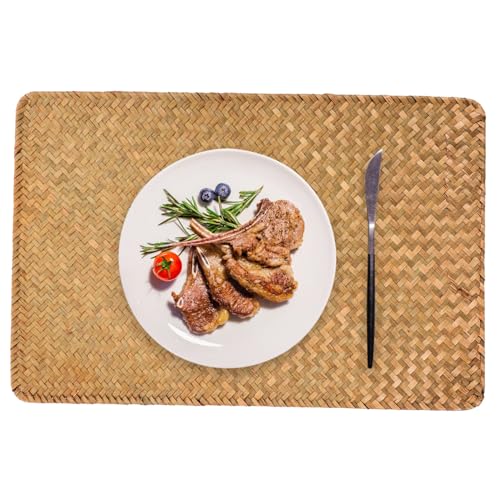 Sets de table de table rectangulaires tissés Cabilock en herbe marine de qualité