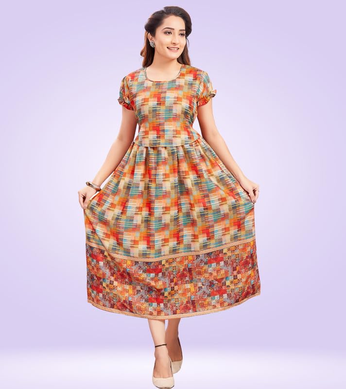 Image of RITIJYA Zipless Feeding Kurtis & Dresses for Women | Zipless Maternity Wear Gown Pregnancy Dress for Nursing Mothers | Viscose Rayon | Stylish & Comfortable | S to 4XL | Washable & Durable