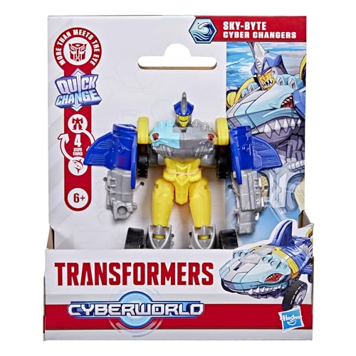 Transformers Cyberworld Cyber Changers Skybyte, 10 cm große Action-Figur mit 4 Schritten zur Verwandlung zum Hai-Fahrzeug… – Ansicht 2