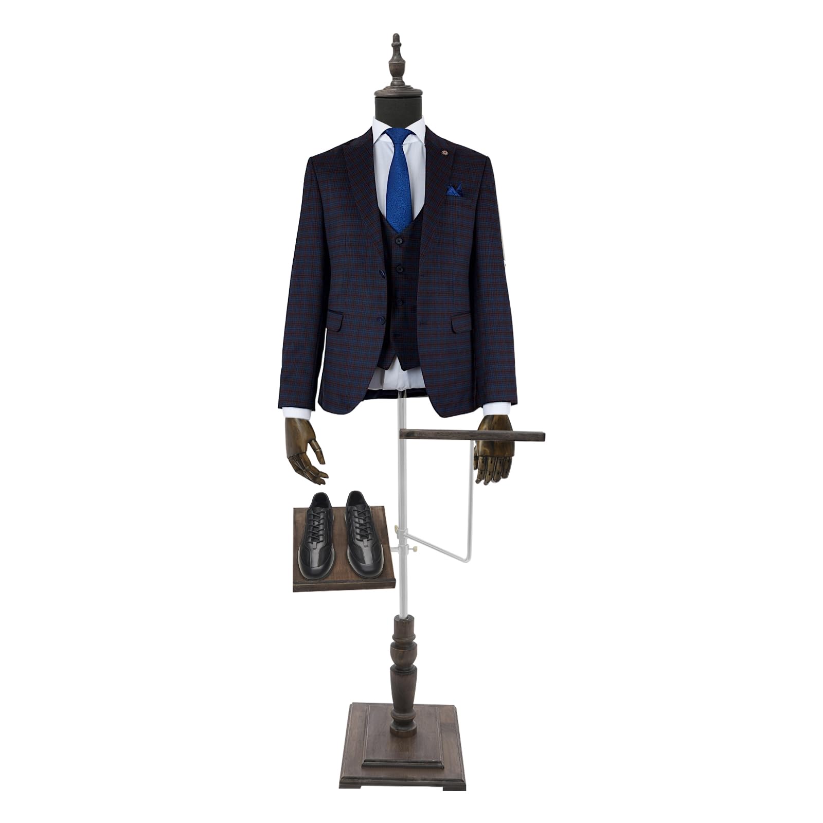 Male Mannequin Torso Dress Form Mannequin Body with Arms 4.43-5.91ft Height Adjustable Body with Shoe Holder Pants Rack for Clothing Retail Sewing Shop