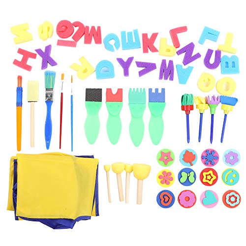 57pcs Foam Paint Brushes Kit, Sponge Brushes Lovely Design Sponge Paint Brush for Painting, Staining, Varnishes, and DIY Craft Projects Arts Supplies