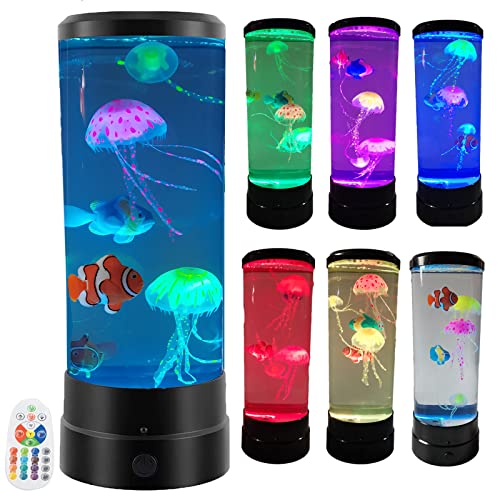 Jellyfish Lamp Fish Lava Lamp Jellyfish Tank Usb Led Night Light Mood Lamp Home Office Decor 16 Color Changing With Remote Control Gifts For Kids Adults #TOP1