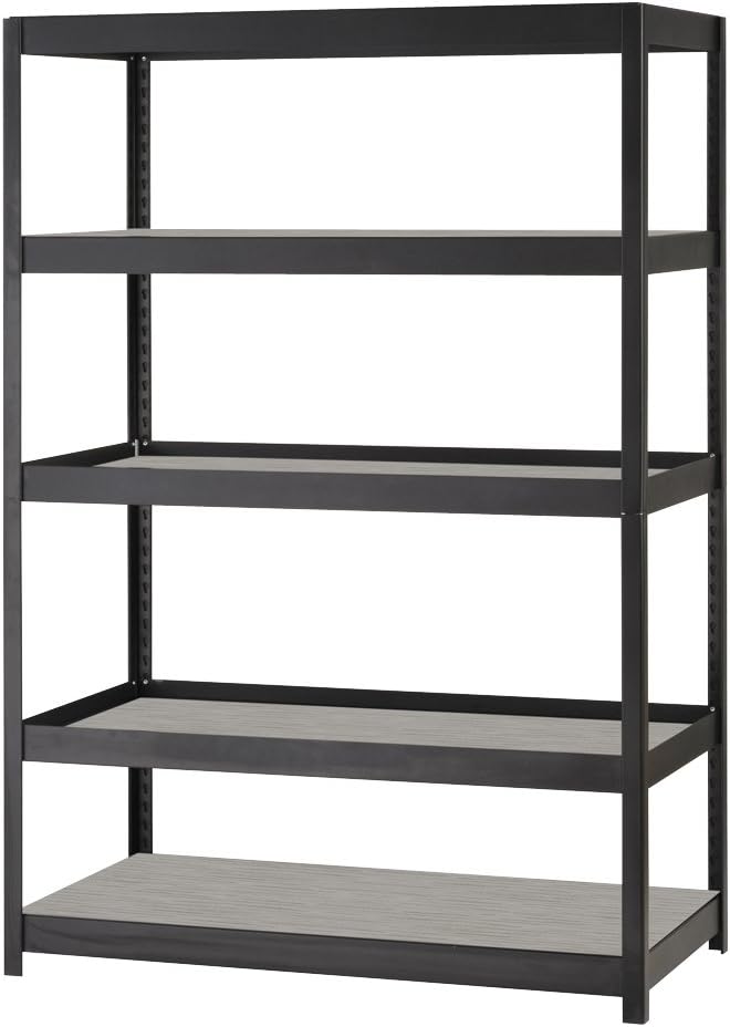 Muscle Rack MR4824BWG Boltless Storage Rack with 5 Shelves, 5000 lb Capacity, 48" Width x 72" Height x 24" Depth, Black