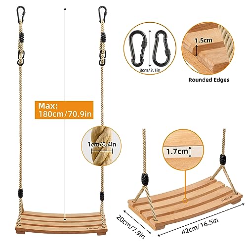 AnExer Wood Tree Swing Seat, Wood Swing Seat - Image 3