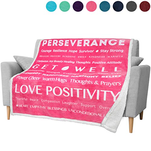 PAVILIA Healing Thoughts Blanket, Sherpa Fleece Throw for Women | Positive Energy Inspirational