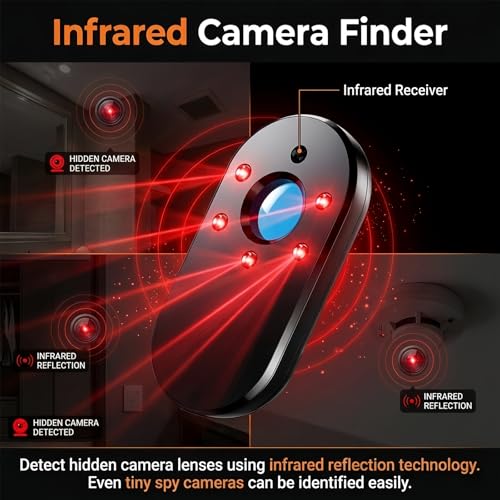 KEULGOUL Hidden Camera Detector & GPS Tracker Finder, RF Signal Scanner Anti-Spy Device with Magnetic Field Detection, Infrared Lens Finder & Stranger Intrusion Alarm, Portable Bug Sweeper — view 5