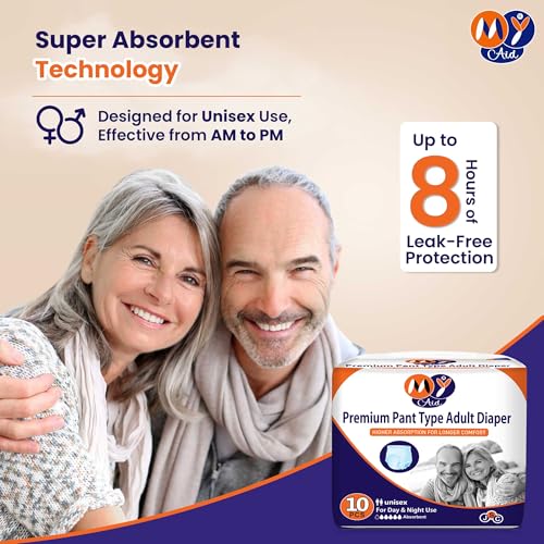Image of Premium Unisex Pant Style Adult Diapers With Wetness Indicator, Elastic-Waist, Fast Absorption, Leakproof, Odour Lock & Anti-Bacterial | Large Size | 20 Count (Pack of 2)