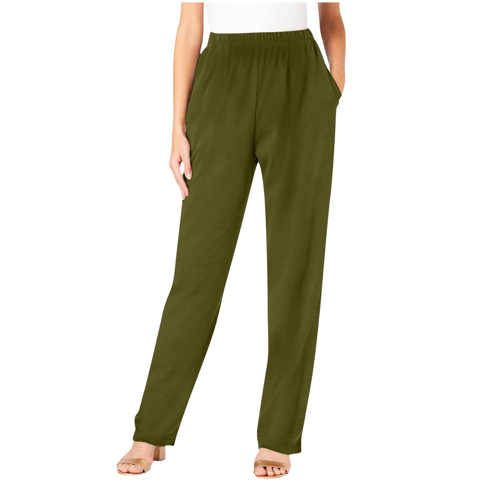 Générique Pantalon Droit Femme Taille Élastique Poches Couleur Unie