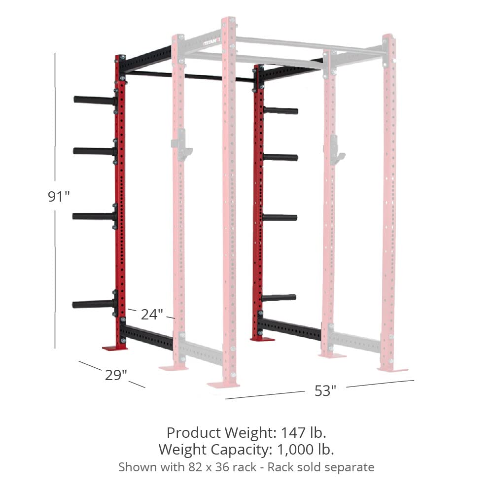 Titan Fitness T-3 Series Red Tall 24in Depth Power Rack Extension Kit