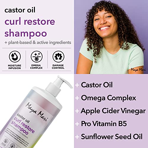 Maya Mari Castor Oil Curl Restore Shampoo - Sulfate Free Damage Repair & Moisture Seal For Dry Coarse Hair, 32 Fl Oz #TOP1