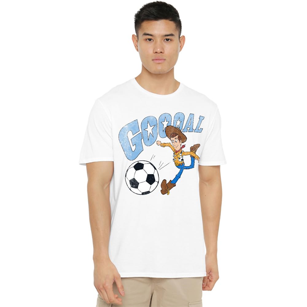 Disney Toy Story Woody Goal Unisex T Shirt, White, XXXXX-Large