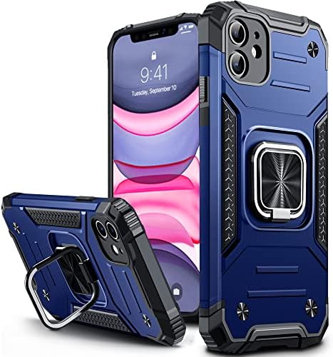 Vakoo for iPhone 11 Case, Stand Series [Military Grade Protection] [Metal Ring Holder] Heavy Duty Shockproof Protective Phone Cases for iPhone 11 (6.1 inches), Blue