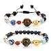 Joya Gift "Guardian Bracelet Beaded Gemstone Solar System The Nine Planets Stone Bracelet for Women Men (2 PCS)