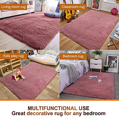 Image of Handmade 2 Inch Pile Height Super Soft Touch Export Quality Plain Shag Rectangular Carpets For Home Size 12 X 15 Feet Blues Pink