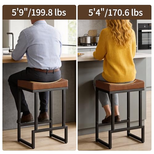 Image of FIRAVOE 24 inch Counter Height Bar Stools Set of 4, Backless Saddle barstools