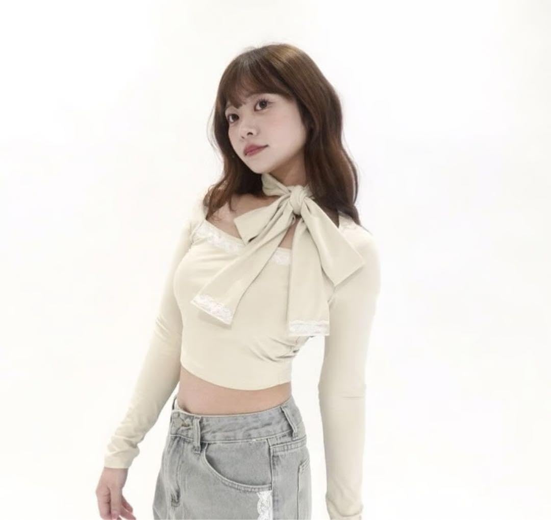 Amazon.co.jp: pellsiana ペルシャナ lace ribbon scarf tops 