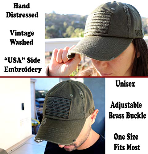 Image of Antourage American Flag Unisex Baseball Hat for Men and Women | USA Flag Mesh Snapback Flat Visor Cap + 2 Patriotic Patches