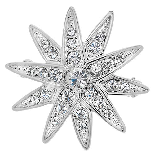 Brosche -Diamantstern- Große Anstecknadel mit funkelnden Stern aus Swarovski Steinen Sisi Damen-Schmuck Durchmesser 3,5 cm Verpackt in schöner Geschenkbox (Brosche - Groß) Cover