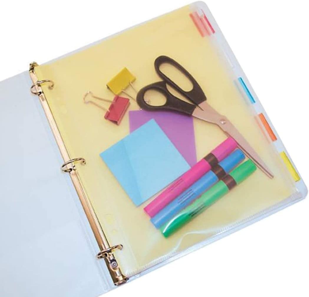 YoeeJob 60 Packs Binder Pockets for 3 Ring, 3 Hole Plastic Clear Zipper Binder Inserts Bulk for Office, School to Organize Files(Letter Size)