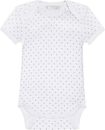 Ecoable Organic Baby Clothes Gender Neutral Infant Onesie Bodysuit with Short Sleeves, GOTS Cotton Grey Stars, 9-12 months