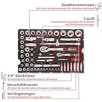 Einhell E-Case Werkzeugeinlage 60-tlg. Stecknuss- und Ratschen-Set – Ansicht 4
