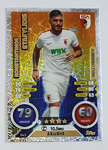 Preisvergleich Produktbild 343 - Konstantinos Stafylidis - FC Augsburg - Matchwinner (Topps Match Attax Bundesliga 2016 / 2017)