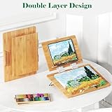 lesolar Desktop Easel for Painting,Adjustable Table Top Easels for Artists,Portable Bamboo Artist Drawing Board with Folding Display Board for Sketching,Drawing,Tablet Display and Reading - Image 5