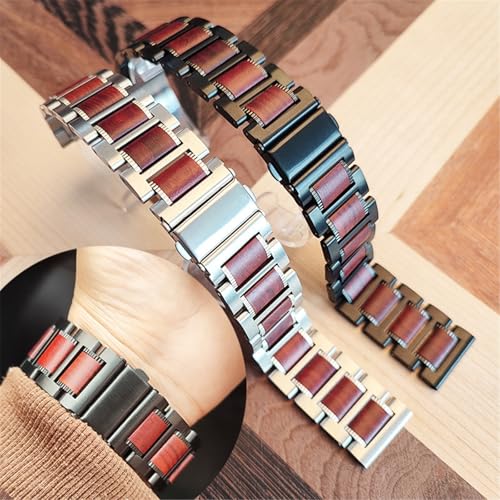Bracelet montre interchangeable 22mm bois acier pour changer de style