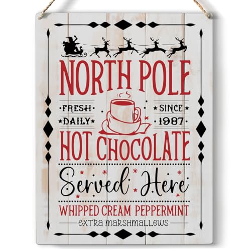 North Pole Christmas Decorations Hot Chocolate Christmas Wall Decor Rustic