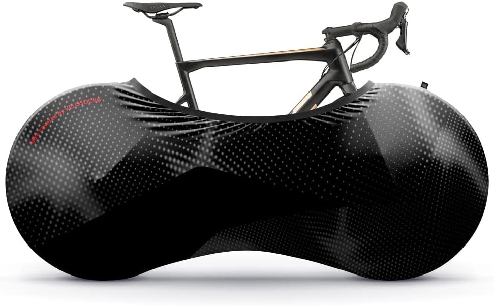 VELOSOCK Bicycle Indoor Cover (Carbon Black) – Stretchy Dirt-Proof Fabric for Storage & Transportation, Travel Protection for Adult Bikes
