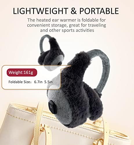 Aroma Season Heated Ear Warmer for Winter, Electric Plush Warm Earmuffs for Cold Weather Freesize (Grey)