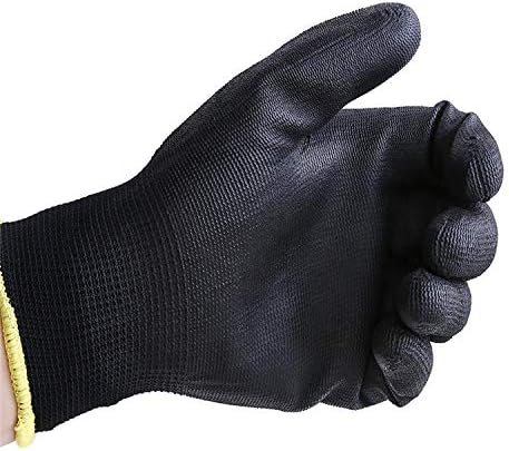 24 Pairs Work gloves PU Palm Dipped Black Nylon General Handling Work Gloves, Gardening, Builders, Mechanic (XL-10)