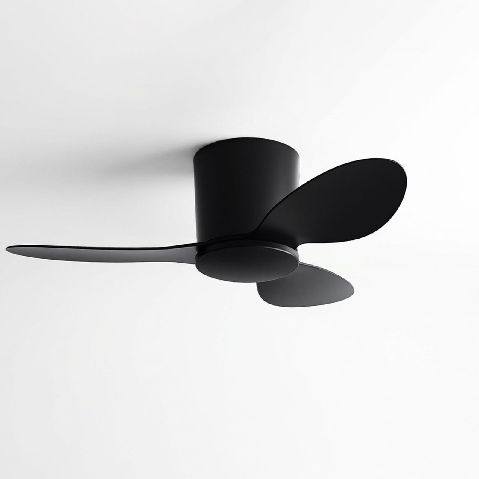 Ibalody Black Flush Mount Ceiling Fan No Light Modern Small Ceiling Fans Remote Control 6 Speeds 25In Ceiling Fan Without Lights Quiet Dc Motor, 3 Blades For Restaurant Bedroom Patio Indoor