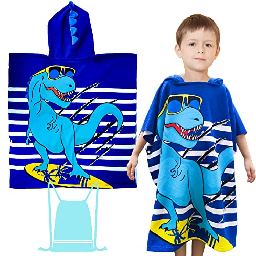 FILOWA Poncho Towel for Childs Hooded Beach Bath Towel Shark Microfibre Swimming Surfing Travel Towels Soft Lightweight Absorbent Wearable Bathrobe for Boys Kids Teenager 6-14 Years