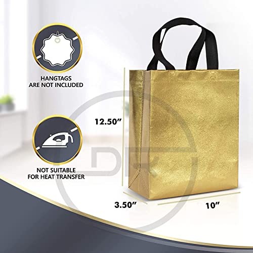 Image of DOUBLE R BAGS Reusable Small Gift Bags - Elegant Gold Shopping Bags with Handles for Weddings, Birthdays, and Return Gifts - Eco-Friendly & Durable.
