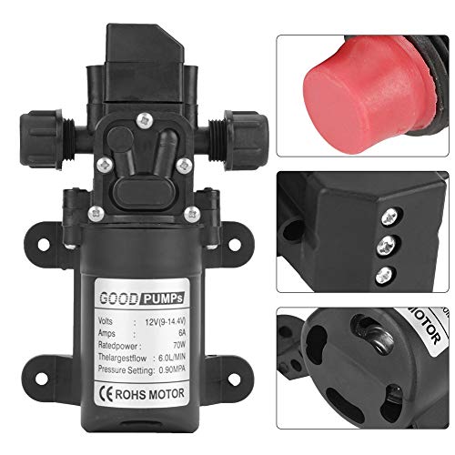 WPKD BLUEIY DC 12V Diaphragm Water Pump,Diaphragm Pump,0.9Mpa,0.1-6L/min,70W High Pressure Self Priming Water Pump,for RV Camping Shower Garden Washing Car(640g) - Image 3