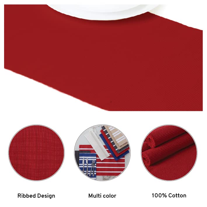 Encasa XO Dining Table Runner 32x200 cm, Solid Red - Image 4