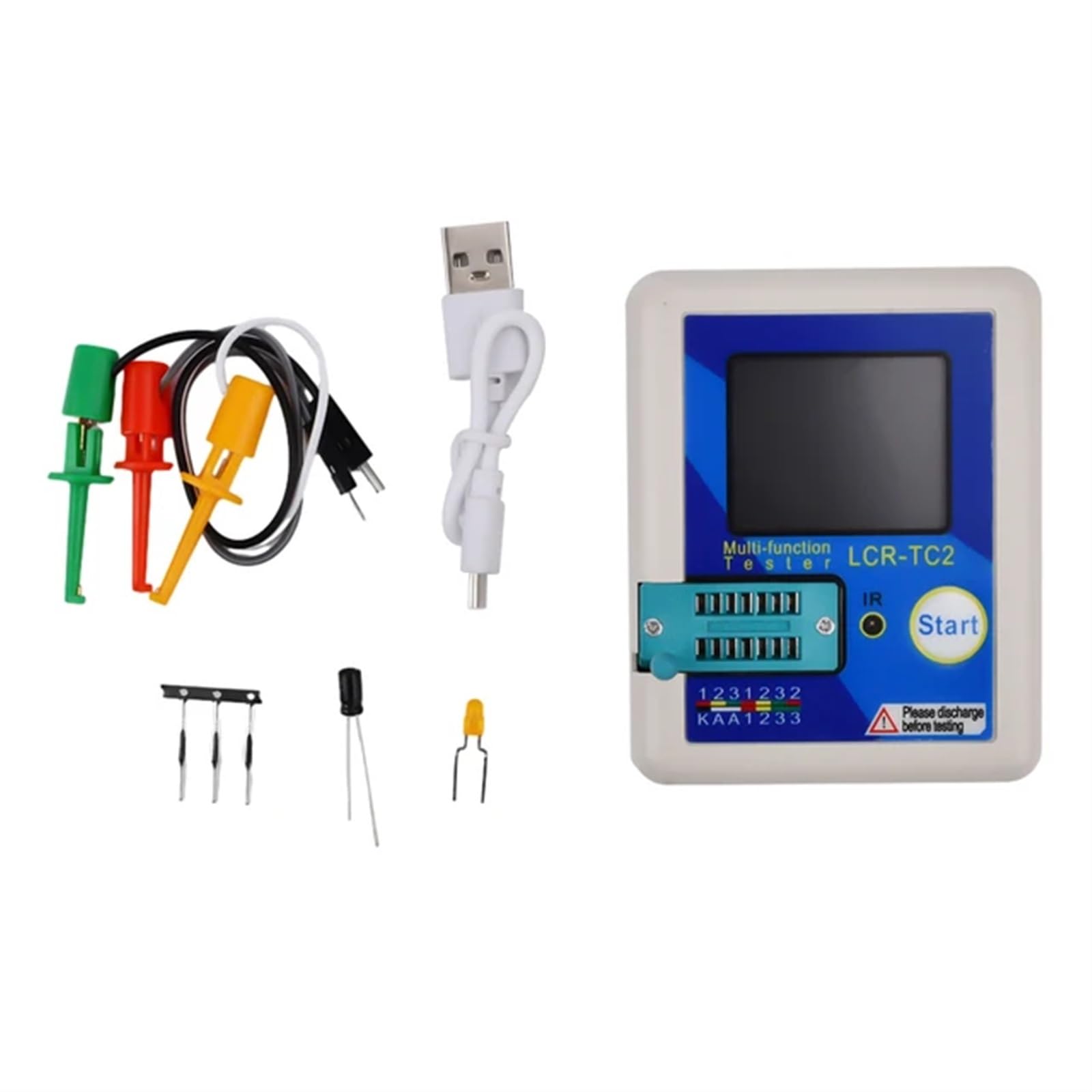 Multímetro digital, Probador de transistores LCR-TC3 Pantalla TFT LCD Multímetro Diodo Triodo Condensador Resistencia Medidor de prueba MOSFET NPN PNP Triac MOS Mide resistencia/continuidad/frecuencia