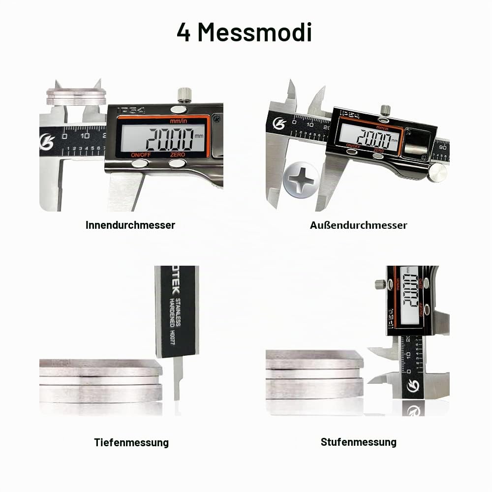 KETOTEK Messschieber Digital Schieblehre IP54 Wasserdichte Staubdicht, Elektronische Edelstahl Messlehre Messwerkzeuge 150mm/6-Zoll mit Ersatzbatterie LCD Display für Haushalt & Industrie Messung