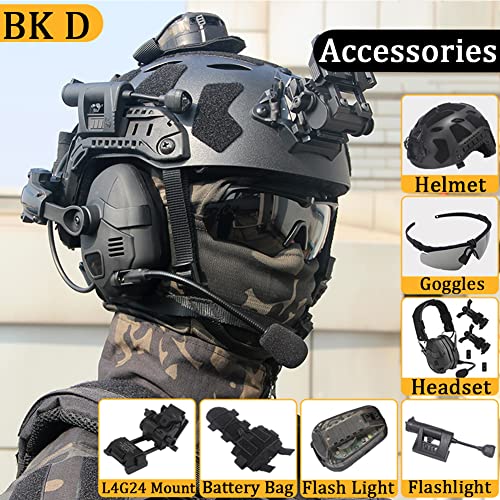 Auriculares Bluetooth tácticos con casco de airsoft y montura NVG completa 2
