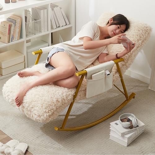 Mecedora mecedora – Sillón tapizado moderno con bolsillo lateral para sala de estar, dormitorio, oficina