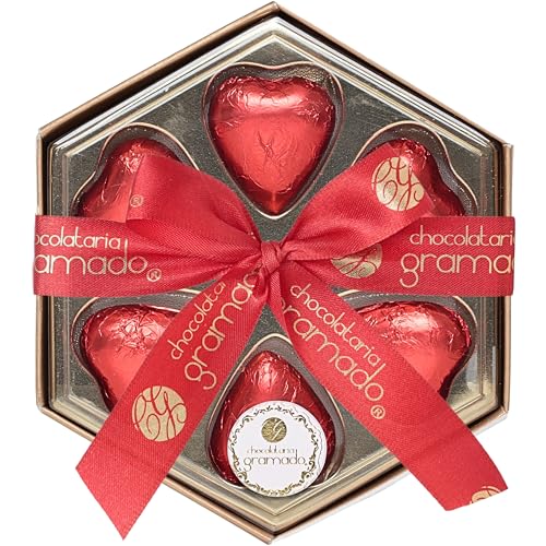 Chocolataria Gramado, Caixa Sextavada com Corações de Chocolate ao Leite 38% Cacau, 42 g