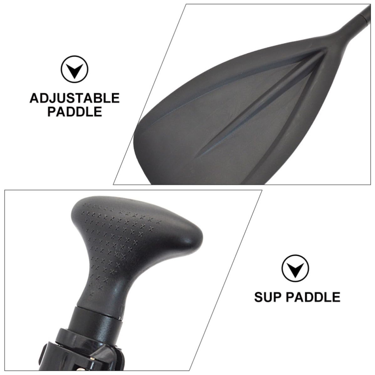 iplusmile 3 Piezas Pala Ajustable de Sup de Aluminio, Doble Cabeza Negra
