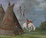 ZHAOSHAN Póster sobre lienzo de 58 x 90 cm, sin marco, cabaña comanche de pieles de animales de George Catlin